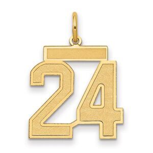 14k Yellow Gold, Jersey Collection, Medium Number 24 Pendant